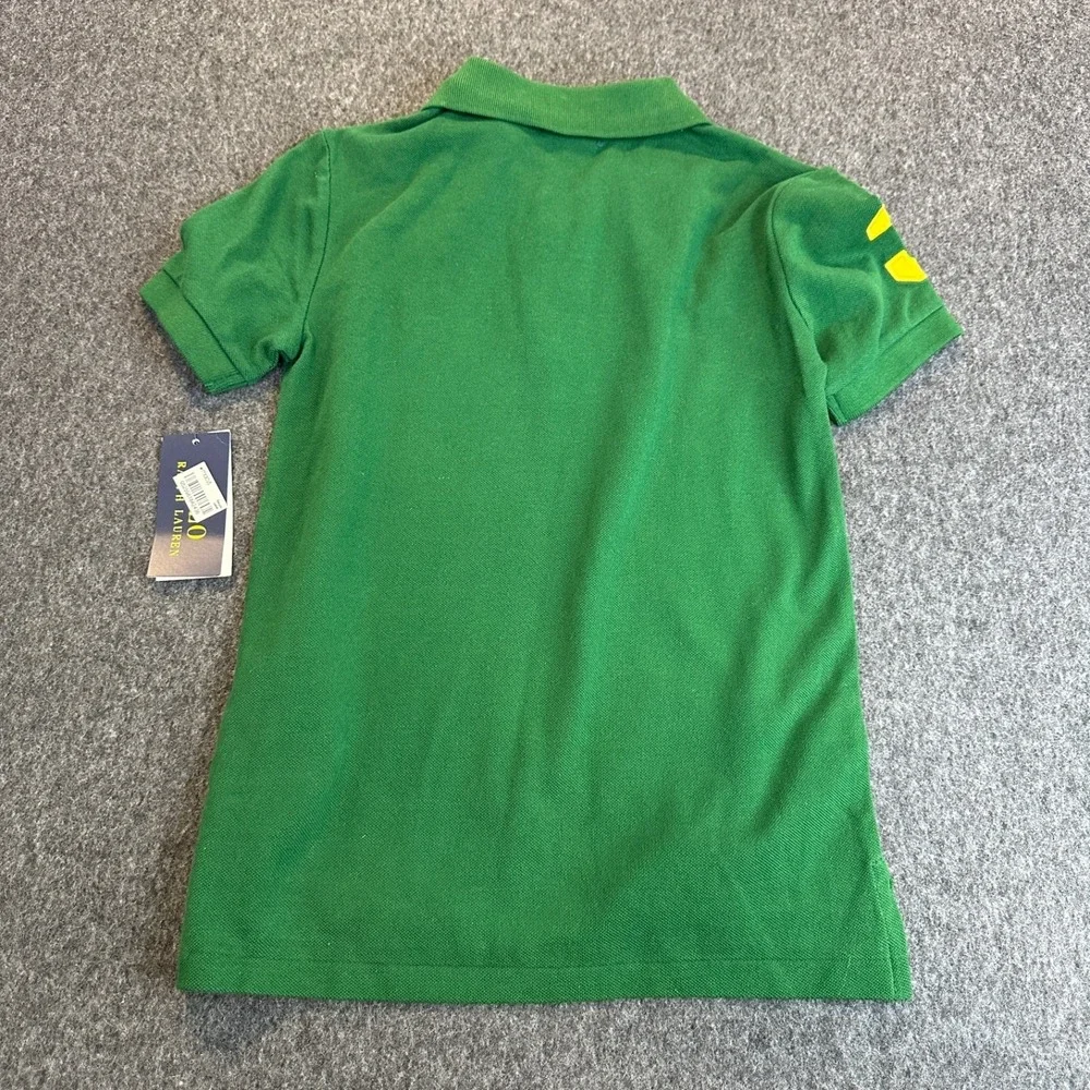 NEW Polo Ralph Lauren Boys Big Pony Cotton Mesh Polo Shirt Green Yellow 3 Size 7 - Picture 9 of 13
